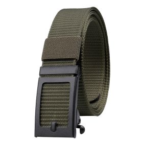 Men's Fashion Ratchet Belt Golf Belt; 1 3/8inch Quick Release Automatic Slide Buckle Nylon Web Webbing Belt For Outdoor Work; Military Tactical Belt (Color: Army Green, size: 3.4x125cm/1.34x49inch)