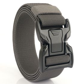 New quick release button tactical nylon belt; working clothes; outdoor training belt; casual men's belt; wholesale by manufacturers (Length (CM): 125cm, colour: dark grey)